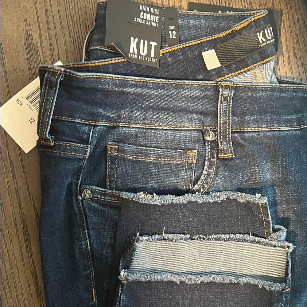 Kut from the Kloth Dark Blue High-Rise Connie Ankle Skinny Jeans